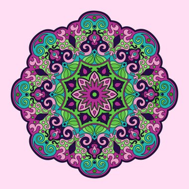 Vektör çizim renkli mandala el çekilmiş