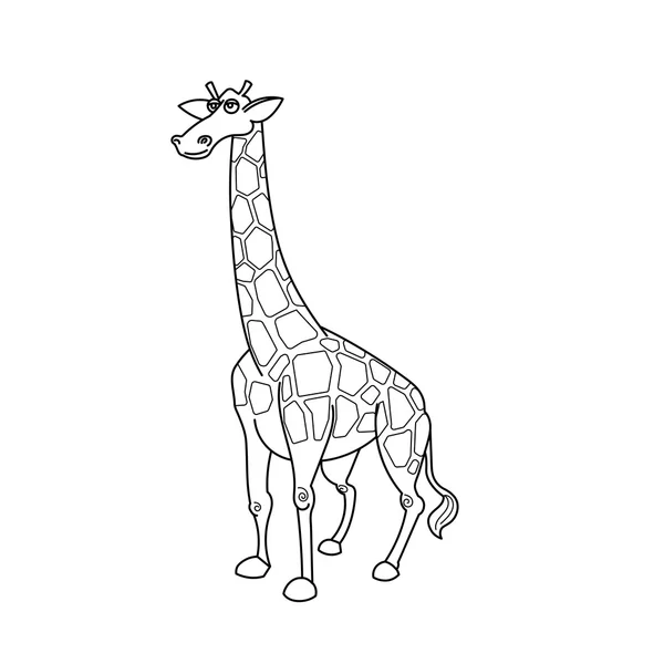 Colorir livro girafa africana savana animal —  Vetores de Stock