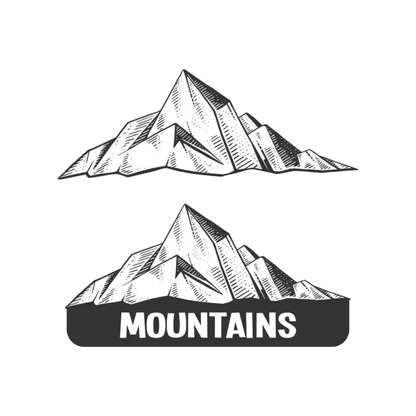 Montañas grabado estilo vector ilustración — Vector de stock