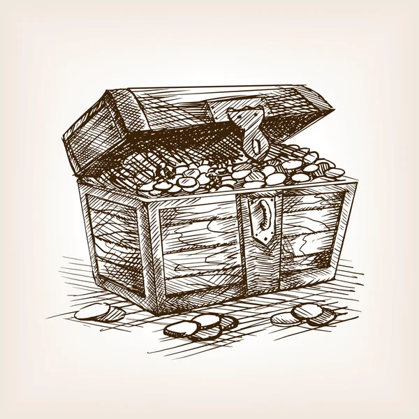 Treasure chest sketch style vector illustration — Stock Vector