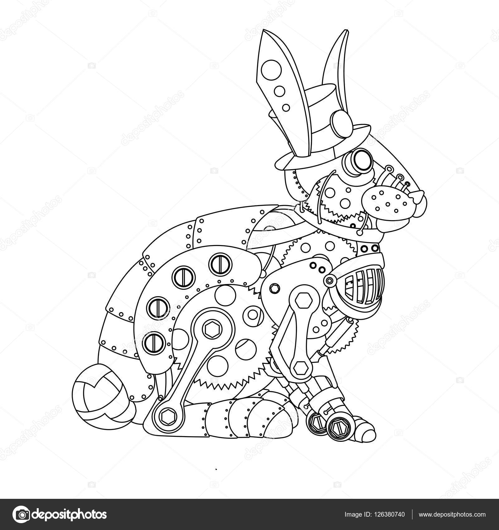 Steampunk style rabbit coloring book vector Stock Vector Image by  ©AlexanderPokusay #126380740