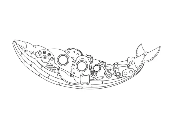 Wieloryb stylu steampunk farbowanie książka wektor — Wektor stockowy