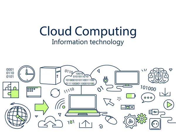 Illustration vectorielle de bannière Cloud Computing — Image vectorielle