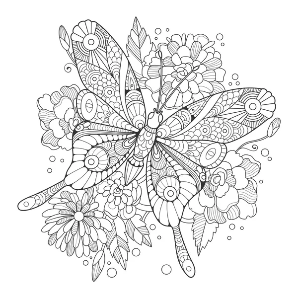 Розмальовка метелик для дорослих векторна — стоковий вектор