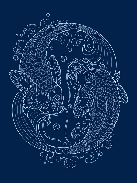 Koi sazan dövme tasarlamak vektör