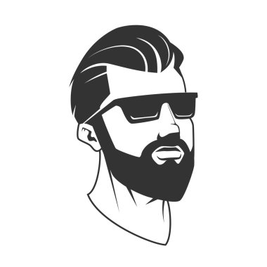 Adam sakal hipster berber vektör amblemi ile