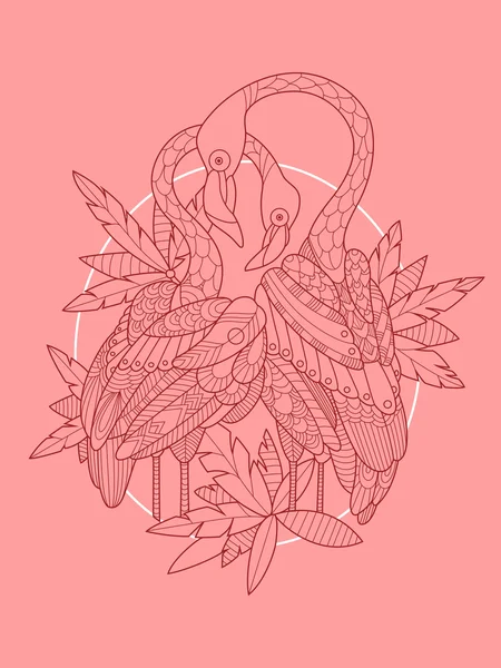 Flamingo bird tattoo design vector illustration — Διανυσματικό Αρχείο
