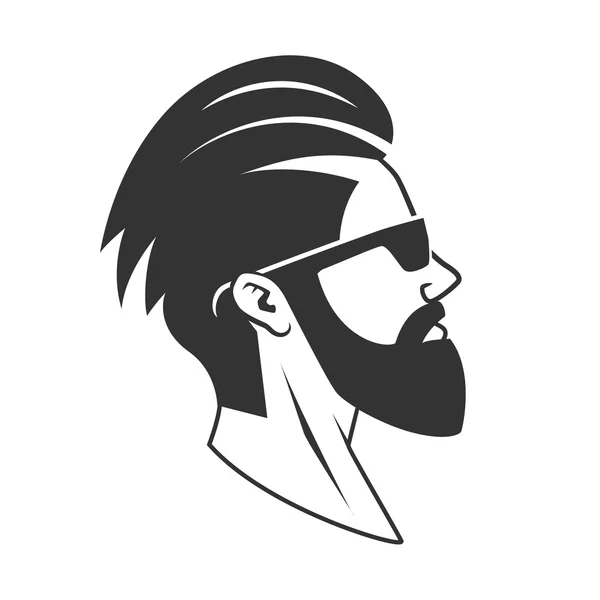 Hombre con barba hipster barbería emblema vectorial — Vector de stock