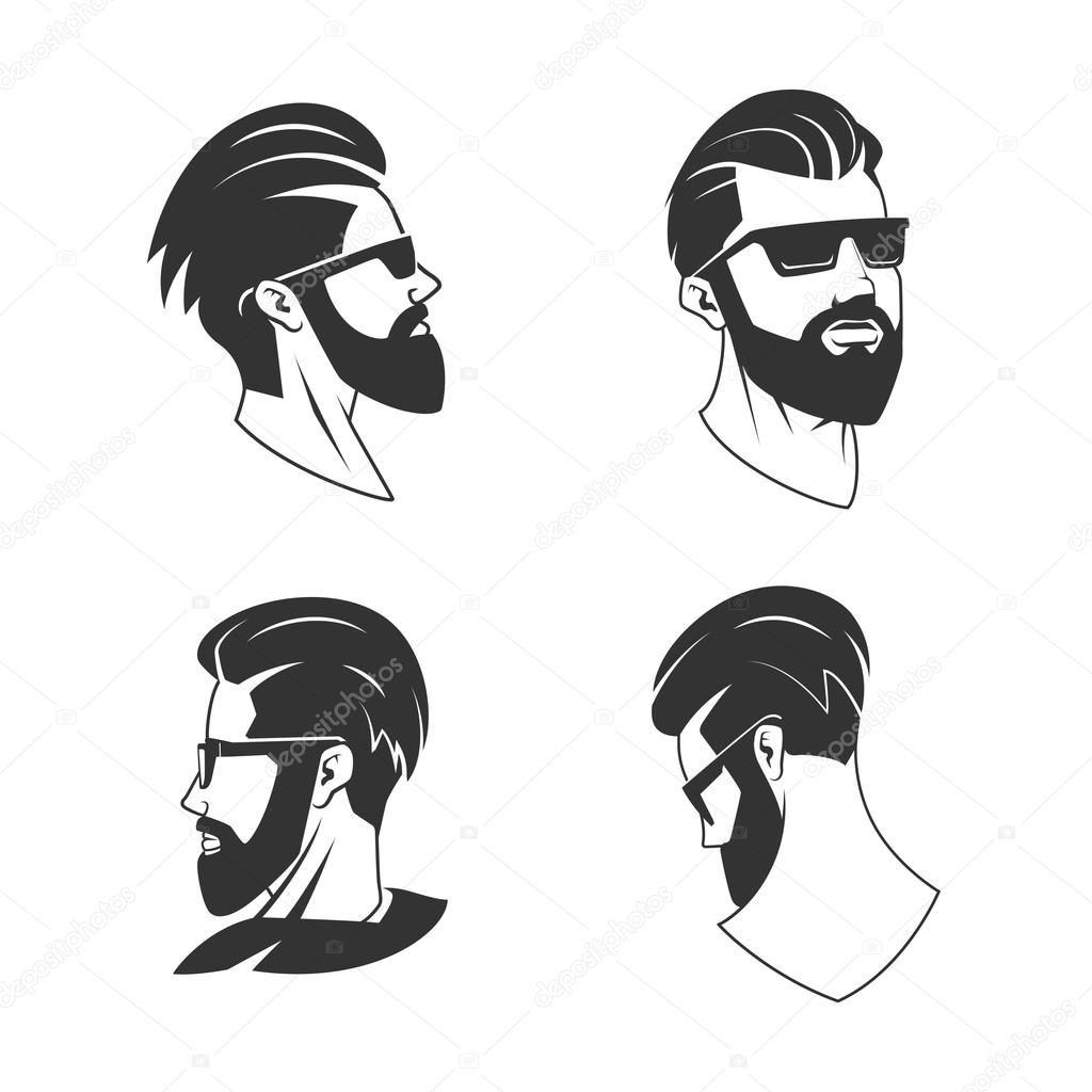 Man with beard hipster barbershop vector emblem