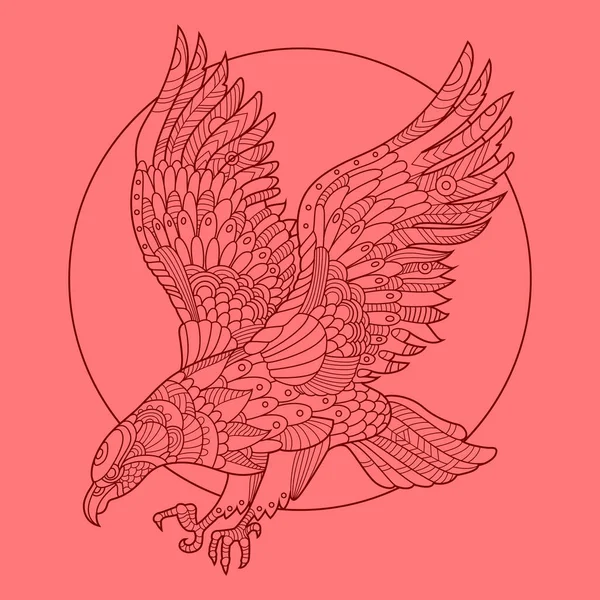 Орел птах розмальовка для дорослих вектор — стоковий вектор