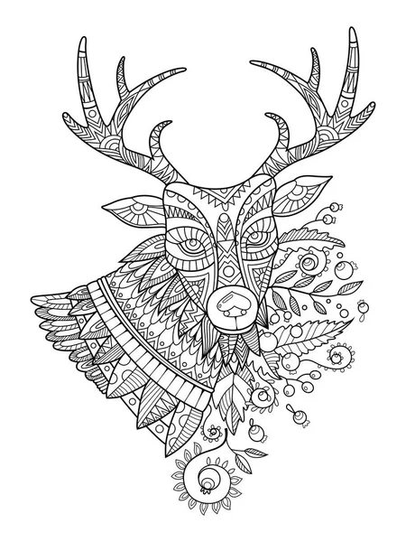 鹿ベクトルの大人のための塗り絵 — ストックベクタ