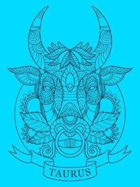 Toros burç boyama kitabı yetişkin vektör için