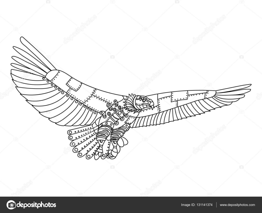 de style steampunk vecteur de livre colorier — Image vectorielle Aigle de style steampunk vecteur de livre colorier — Image vectorielle