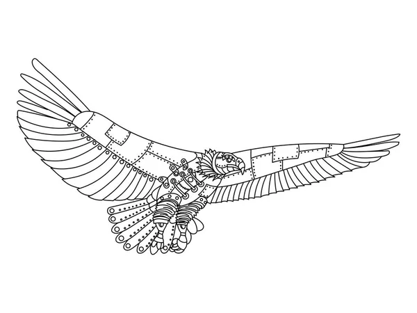 Steampunk stílusú eagle vector könyv színezés — Stock Vector