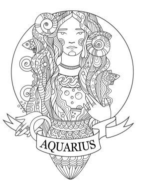 Kova burcu kitap vektör boyama