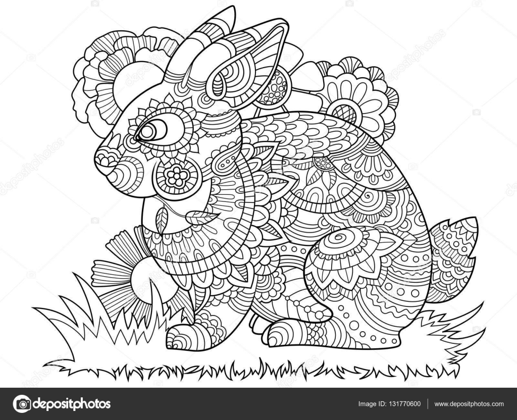 Konijn Konijn Coloring Boek Voor Volwassenen Vector Stockvector