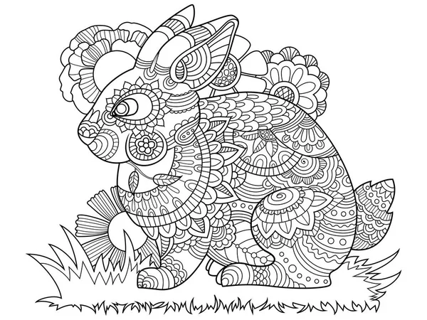 Livre de coloriage lapin lapin pour adultes vecteur — Image vectorielle