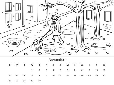 Kitap vektör Illustration boyama ile takvim