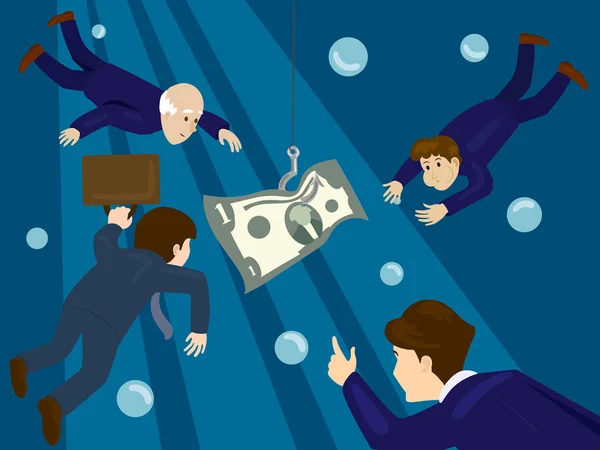 Empresários caçam vetor de dinheiro —  Vetores de Stock