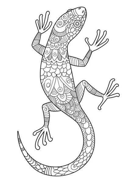 Lagarto libro para colorear para adultos vector — Archivo Imágenes Vectoriales