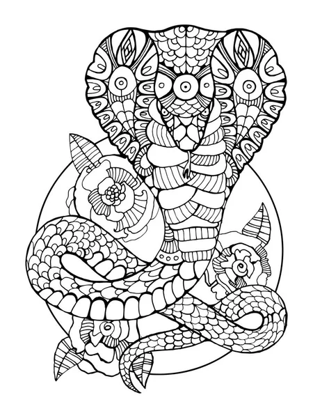 Cobra serpiente para colorear libro para adultos vector — Vector de stock