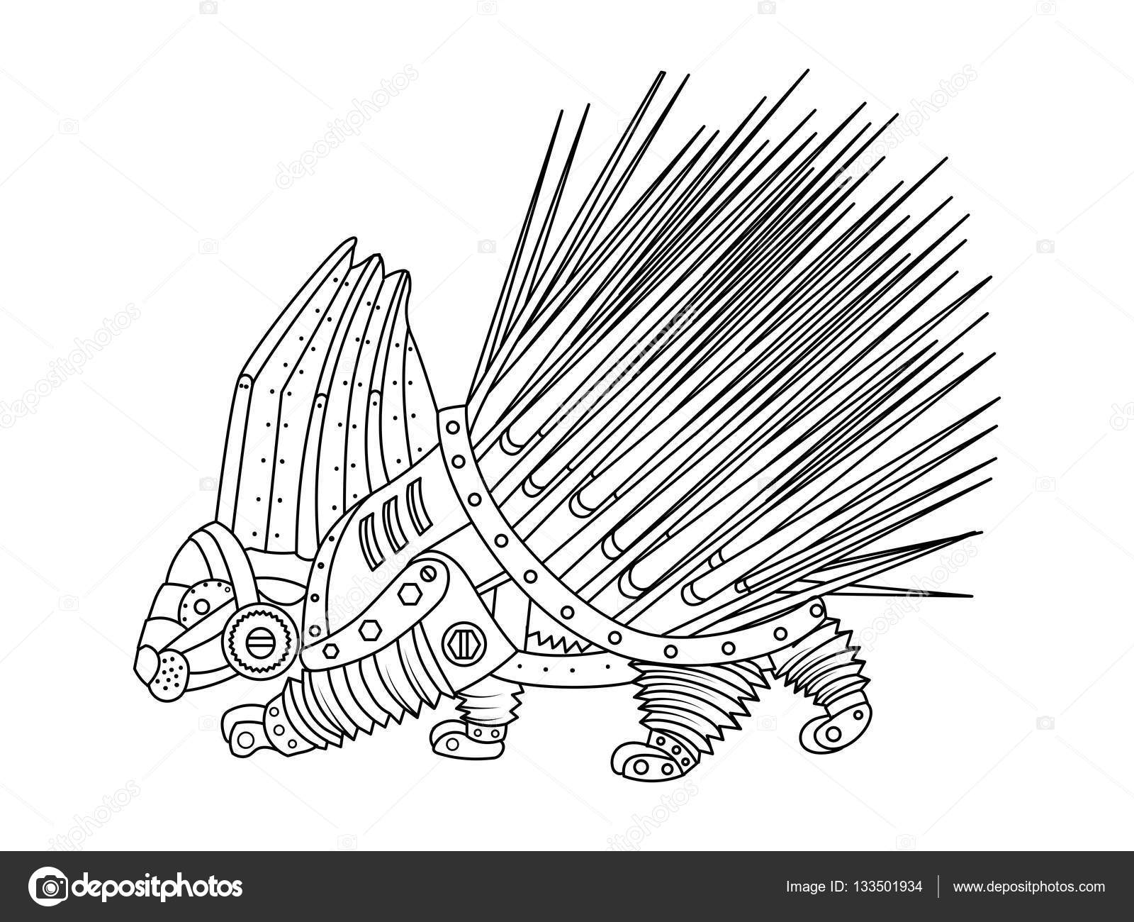 Download Steampunk Style Porcupine Coloring Book Vector Vector Image By C Alexanderpokusay Vector Stock 133501934
