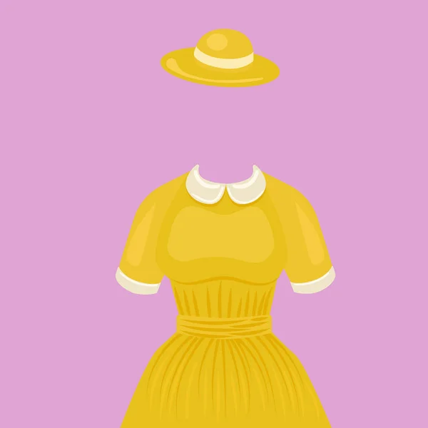 Vrouw jurk met hoed temlate zonder hoofd vector — Stockvector
