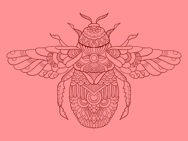 Humilde-abeja color dibujo vector ilustración — Archivo Imágenes Vectoriales