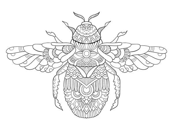 Bumblebee coloring book for adults vector — Stock Vector