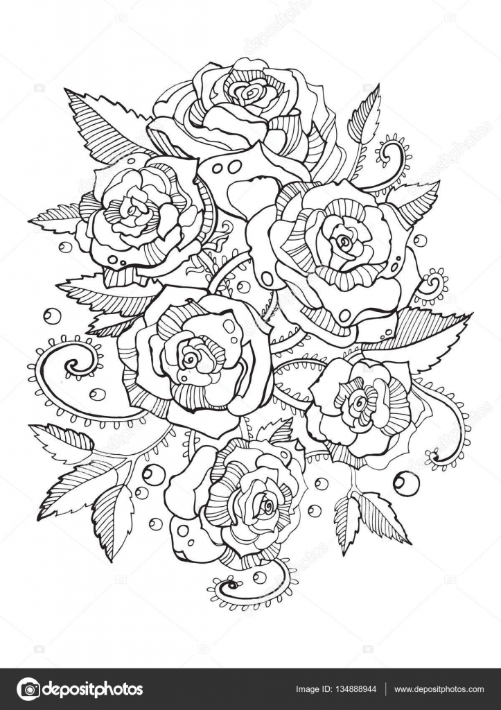 Boek Voor Volwassenen Vector Kleuren Rozen Stockvector