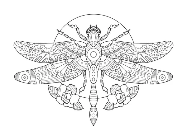 Livre de coloriage libellule pour adultes vecteur — Image vectorielle