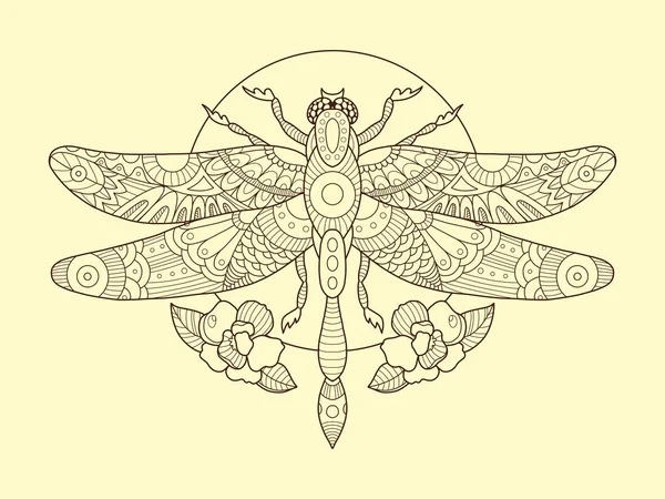 Libelle Farbe Zeichnung Vektor Illustration — Stockvektor