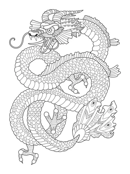 Dragon coloring book for adults vector — Stock Vector