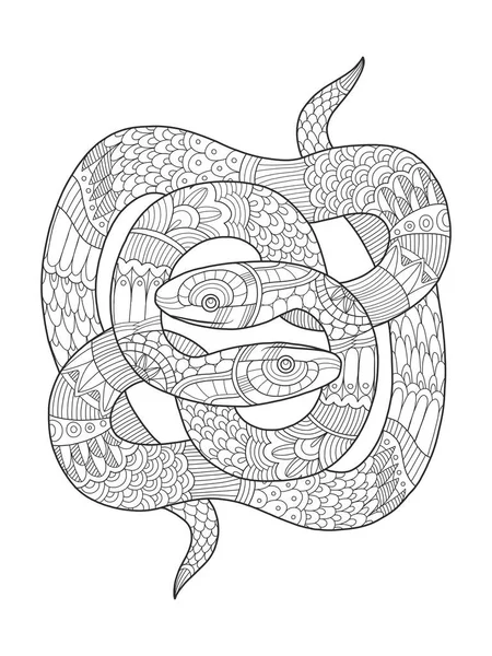 Serpiente libro para colorear para adultos vector — Archivo Imágenes Vectoriales