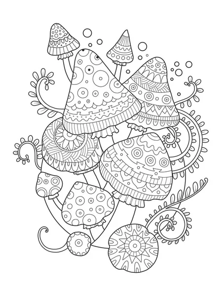 Boyama kitabı yetişkinler için mantar vektör çizim