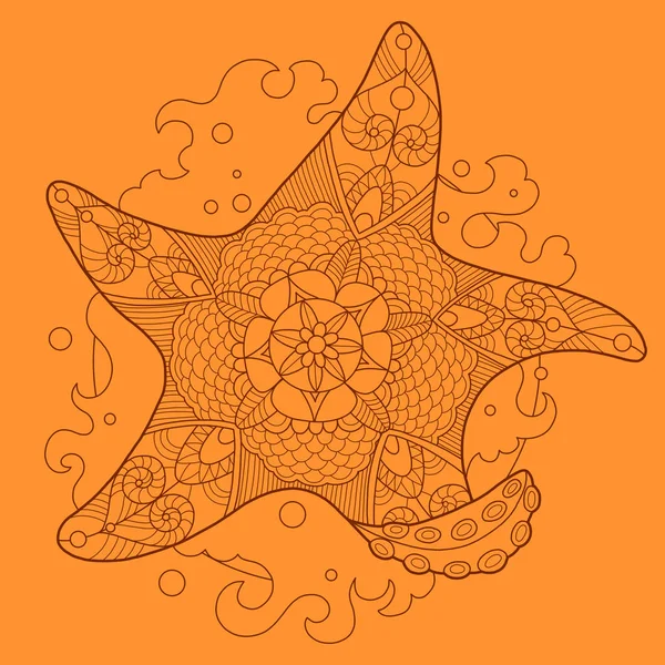 Ilustración de vector de dibujo de color estrella de mar — Vector de stock