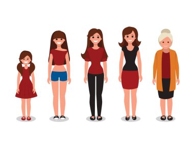 Kadın çeşitli yaş vektör çizim karikatür