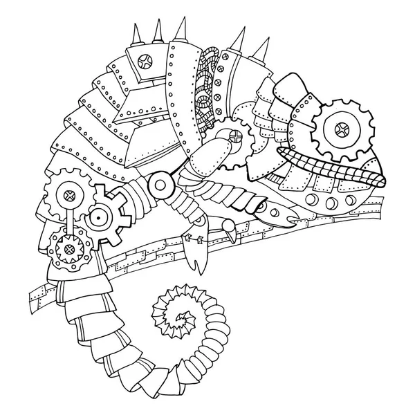 蒸汽朋克风格变色龙着色书矢量 — 图库矢量图片