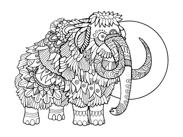 Illustrazione vettoriale del libro da colorare mammut — Vettoriale Stock