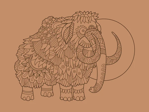 Illustrazione vettoriale disegnata a mano di mammut — Vettoriale Stock