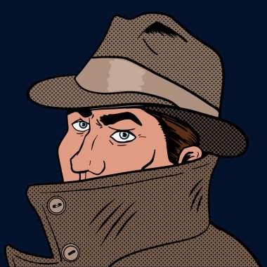 Vektör çizim casus pop sanat el çekilmiş