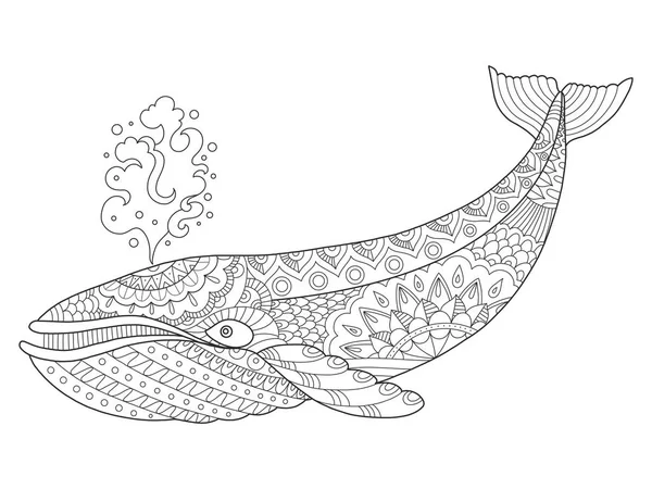 Illustration vectorielle de livre à colorier baleine — Image vectorielle