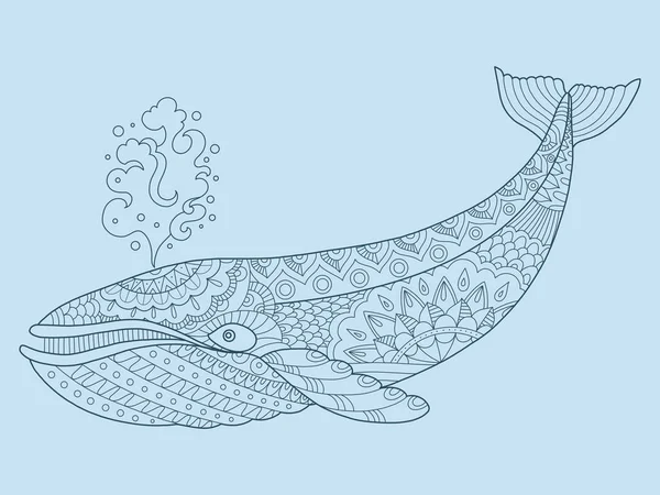 Wieloryb ręcznie rysowane ilustracja wektorowa — Wektor stockowy