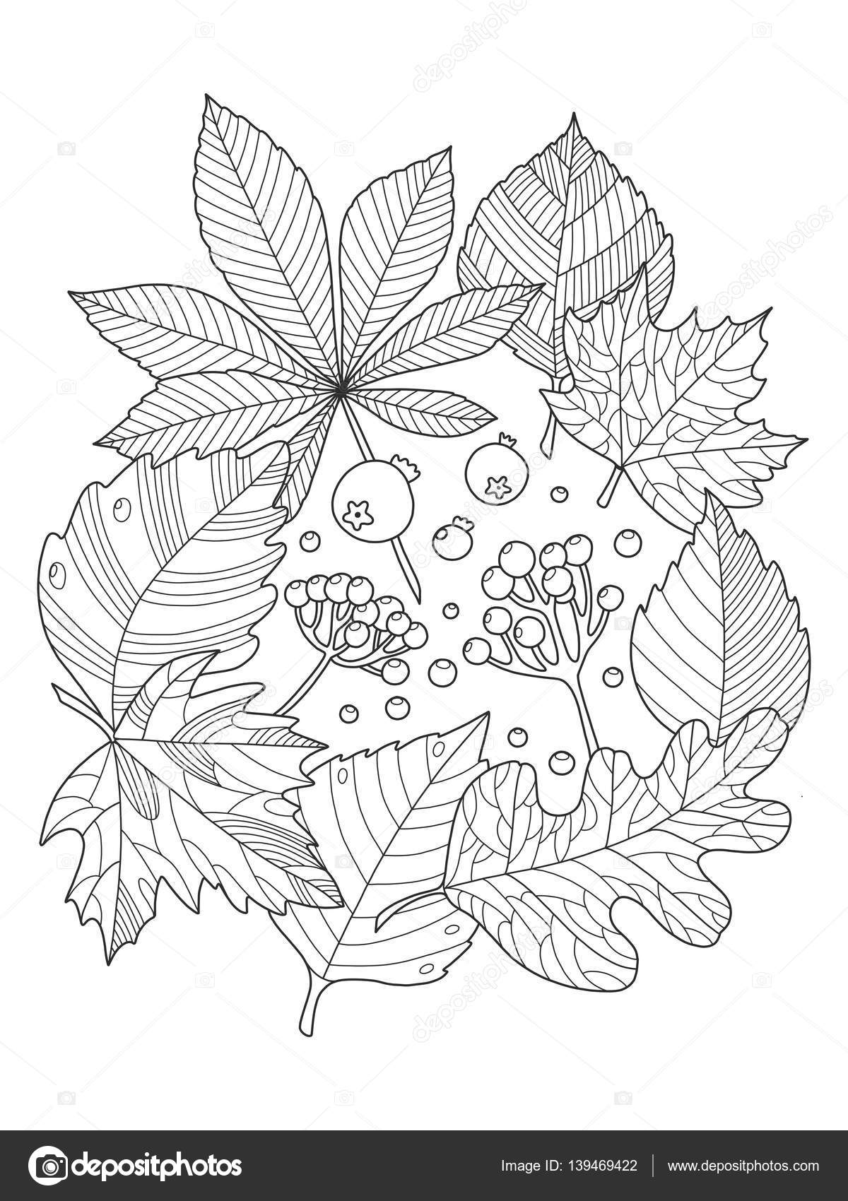 Árvore de folhas ilustração vetorial de livro de colorir vetor de