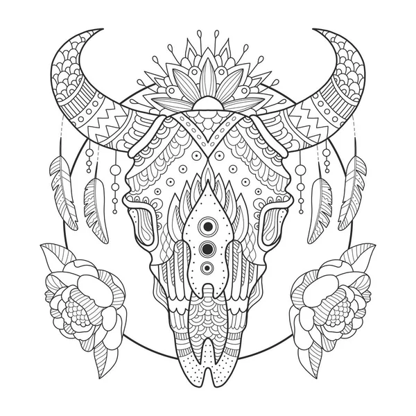 Illustration vectorielle du livre de coloriage crâne de vache — Image vectorielle