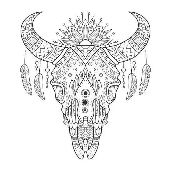 牛の頭蓋骨本ベクトル図を着色 — ストックベクタ