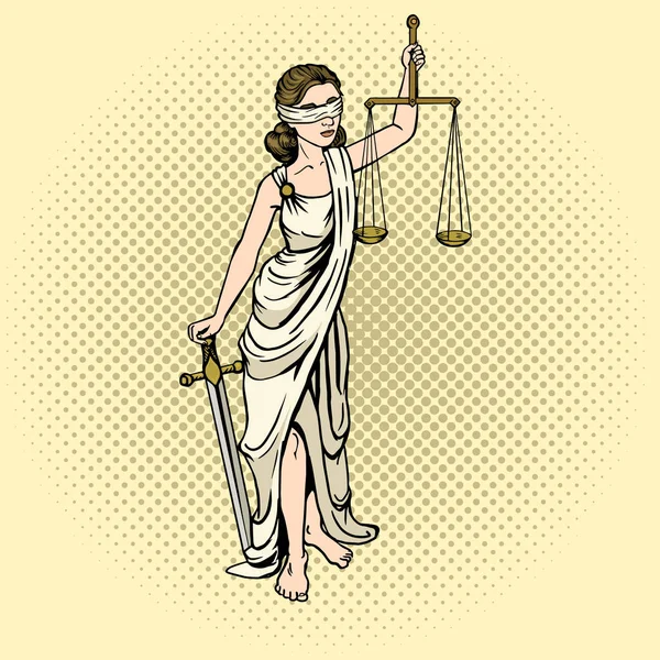 Themis pop arte vetor ilustração — Vetor de Stock