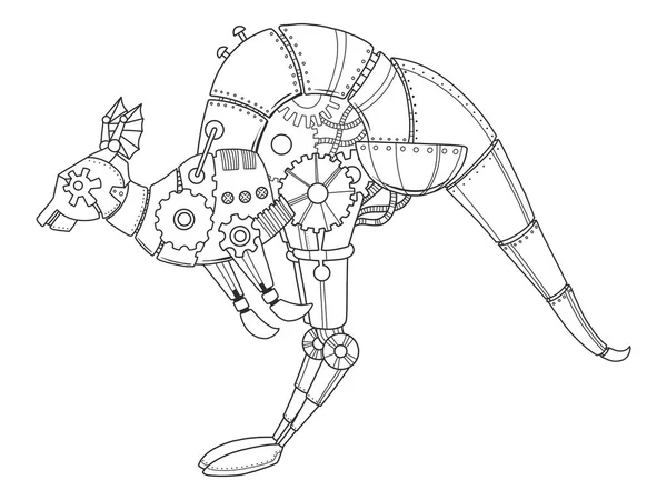 Steampunk style kangourou livre à colorier vecteur — Image vectorielle