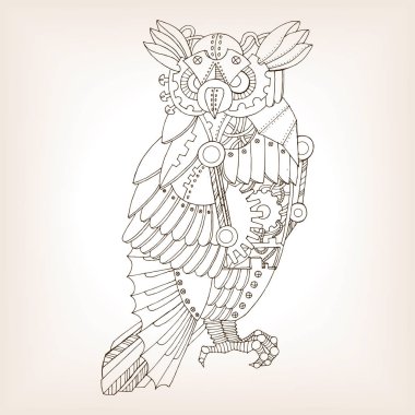 Eski mekanik baykuş vektör taslağını