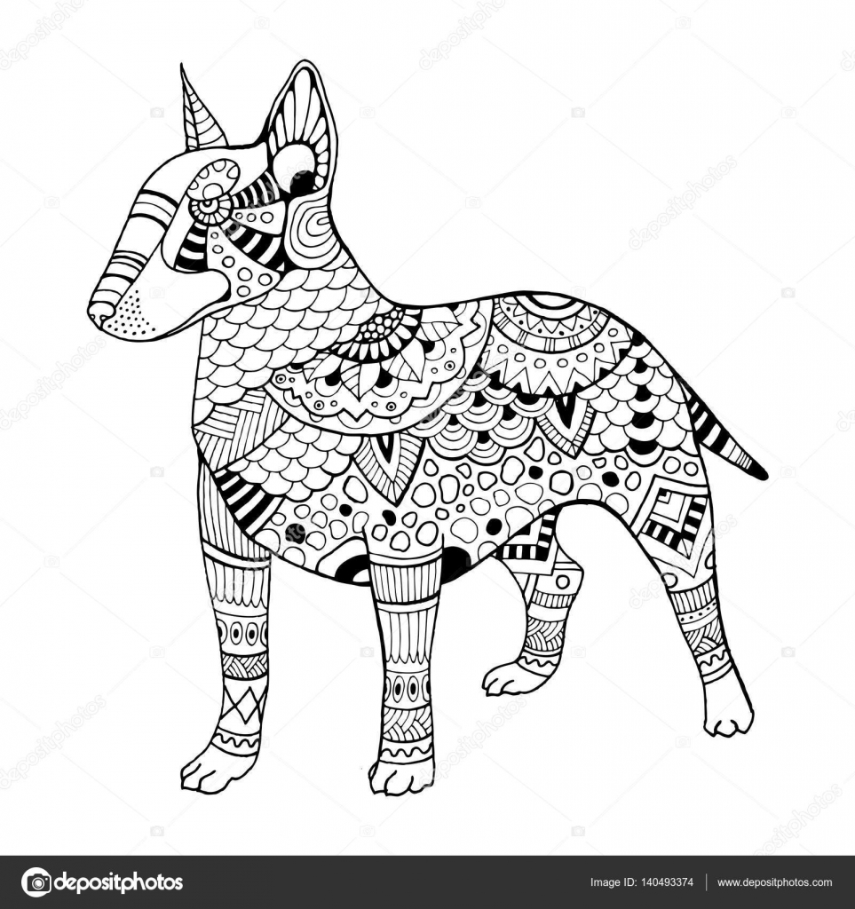 Bullterrier Hond Kleurplaten Boek Vectorillustratie Stockvector